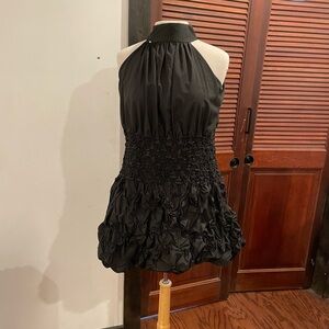 Samuel Dong Elegant Black Halter Mini Dress